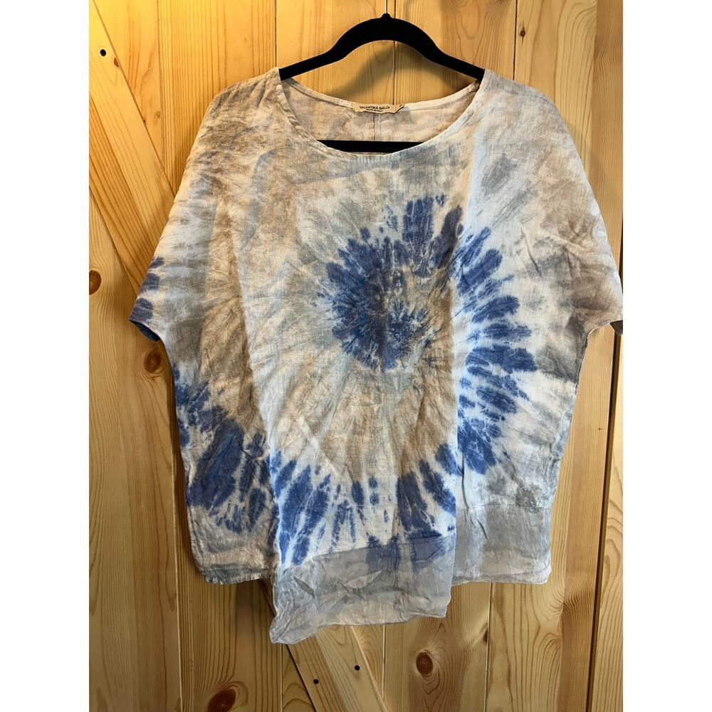 Valentina Naldi Basic Linen Tie Dye Asymmetrical Top - Size M
